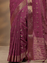 Libas Mauve Woven Design Silk Blend Saree With Unstitched Blouse Piece