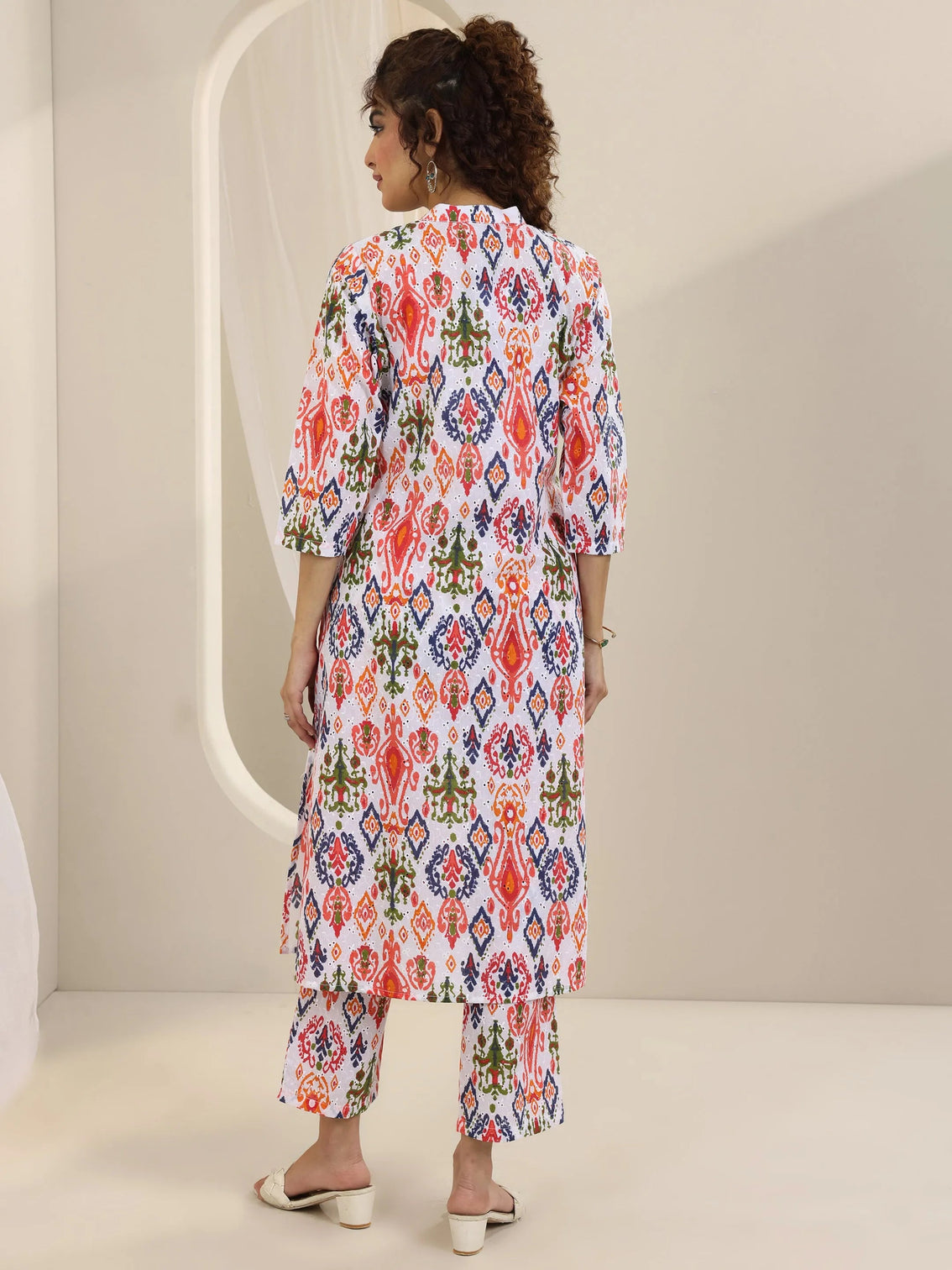 Mameraa Multi Printed Cotton Straight Kurta Set