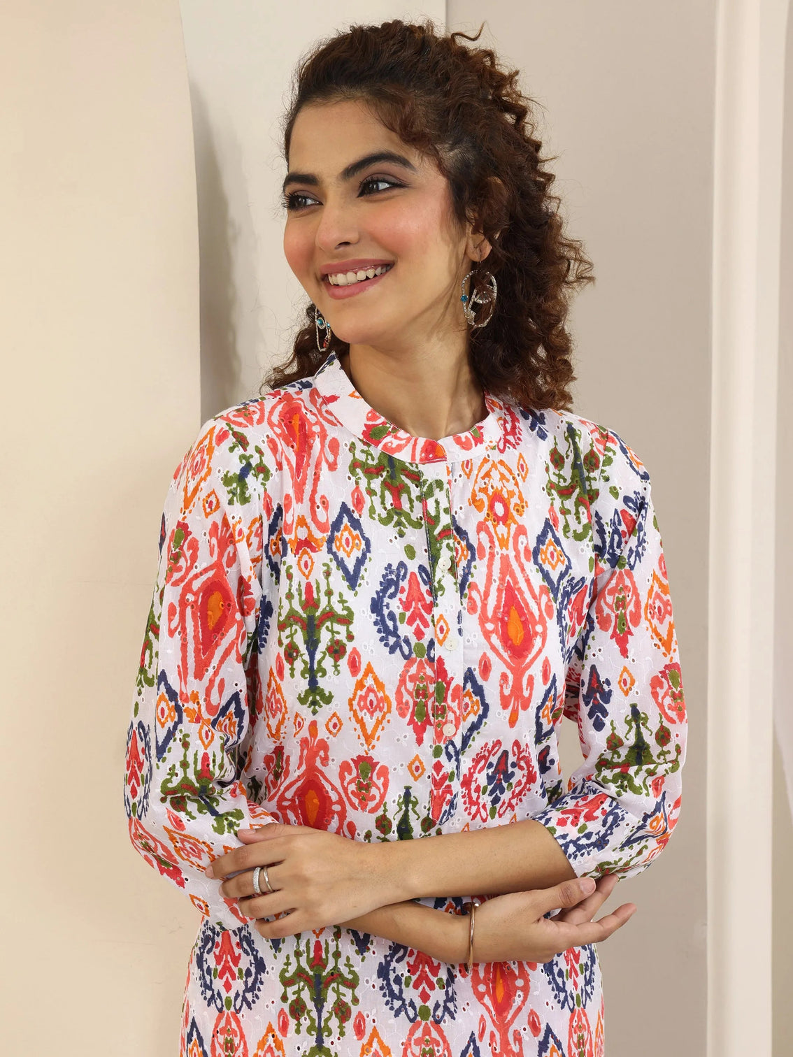 Mameraa Multi Printed Cotton Straight Kurta Set