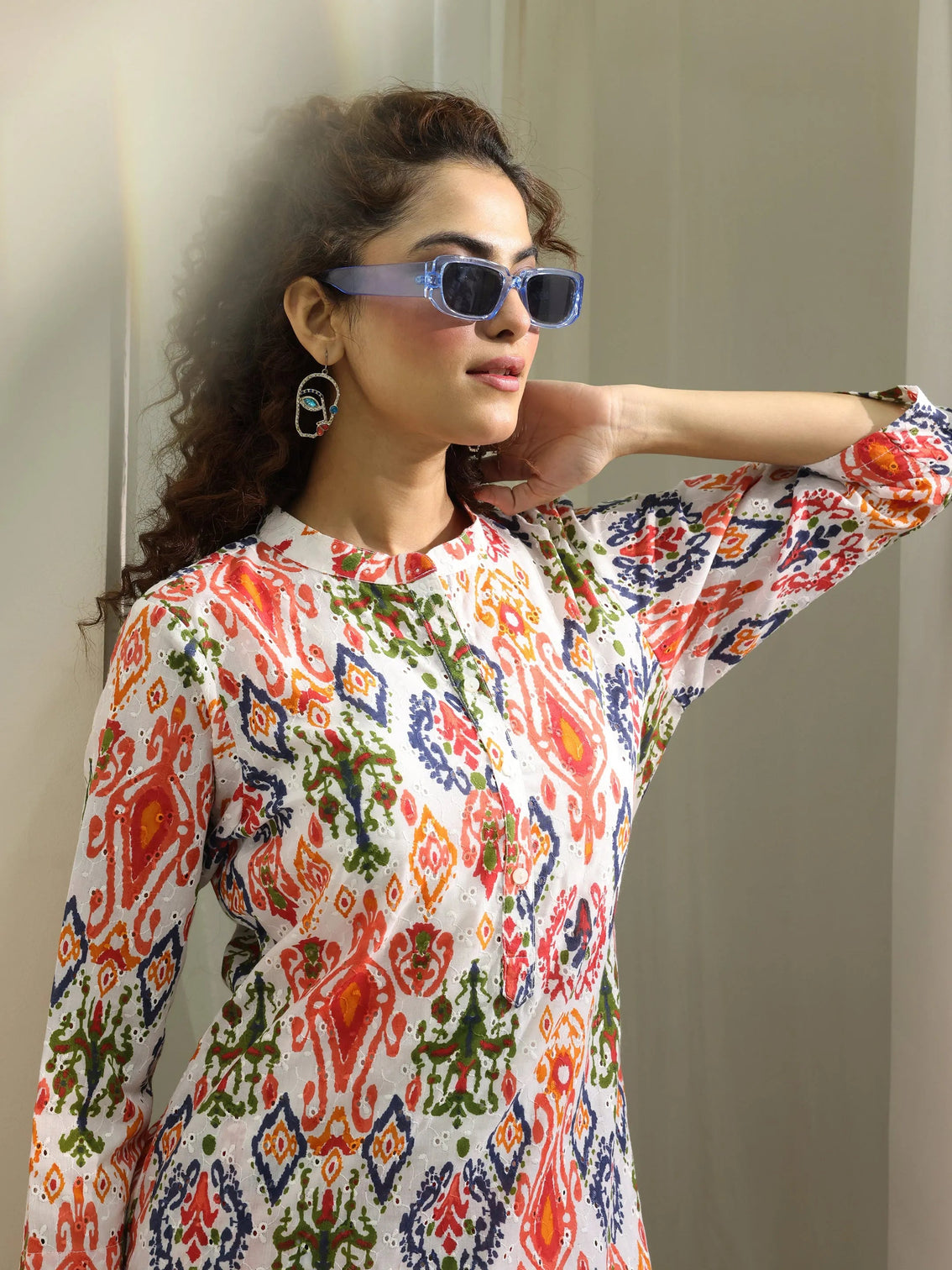 Mameraa Multi Printed Cotton Straight Kurta Set
