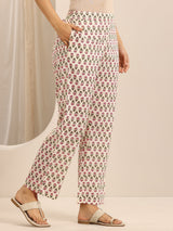 Libas White Printed Cotton Blend Straight Suit Set With Dupatta