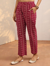 Libas Red Bandhani Printed Cotton Suit Set With Dupatta