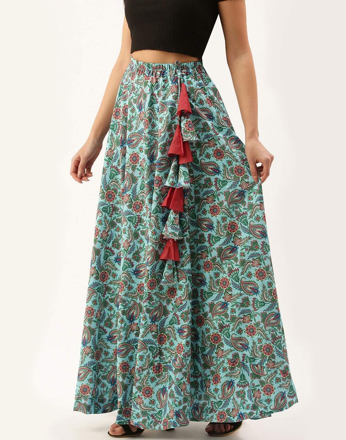 Light Blue Color Digital Print Skirt