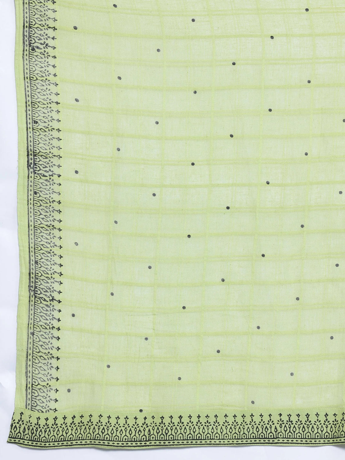 Mameraa Green Woven Design Cotton Straight Suit With Dupatta