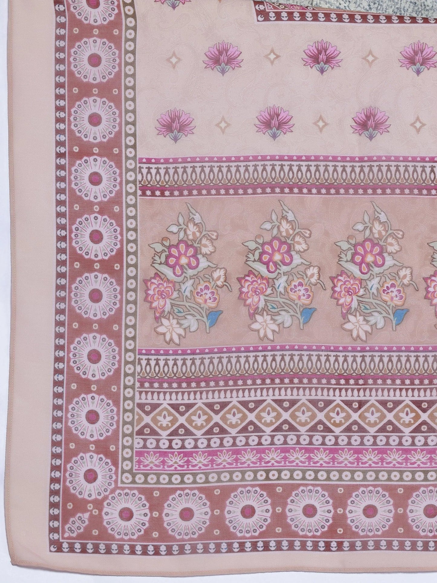 Libas Peach Printed Poly Crepe Straight Suit With Dupatta