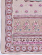 Libas Peach Printed Poly Crepe Straight Suit With Dupatta