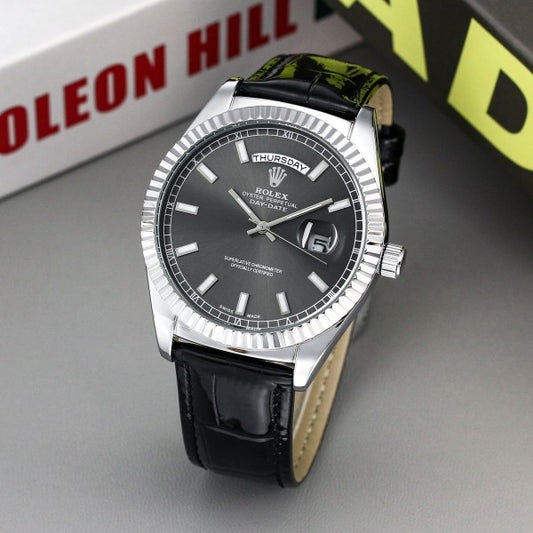 Stylish Rolex Daydate Leather Watch