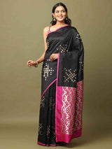 Black Banarasi Katan Silk Kanchi Zari Weaving Saree
