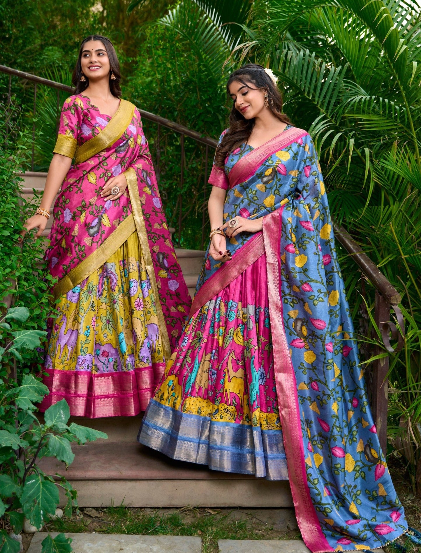 Kalamkari printed lehenga choli dupatta set