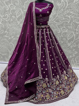 Precious Purple Sequins Organza Designer Lehenga Choli With Dupatta