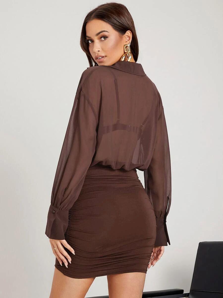 Stylish Pair Two Piece Shirt Dress
