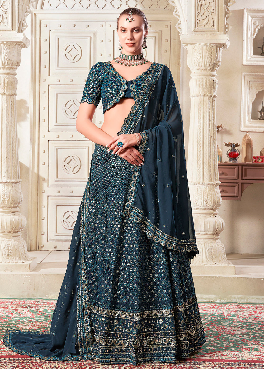 Exquisite and Luxurious Navy Blue Wedding Style Lehenga Choli