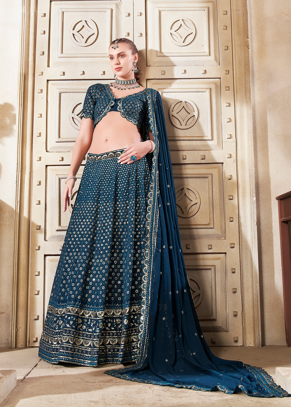 Exquisite and Luxurious Navy Blue Wedding Style Lehenga Choli