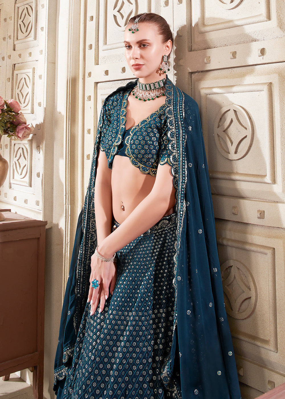 Exquisite and Luxurious Navy Blue Wedding Style Lehenga Choli