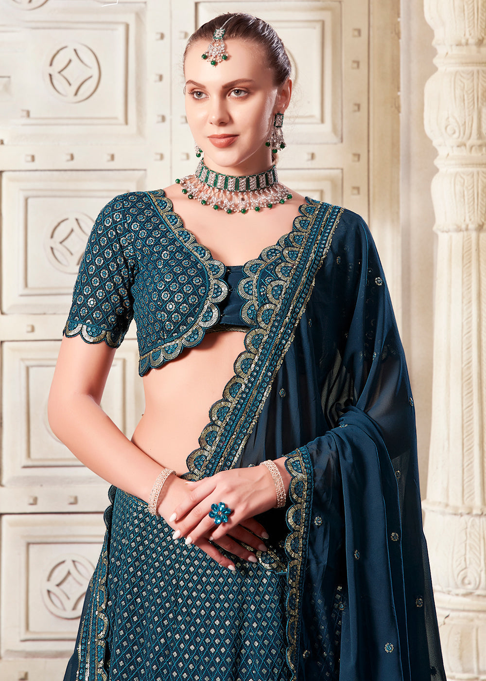 Exquisite and Luxurious Navy Blue Wedding Style Lehenga Choli