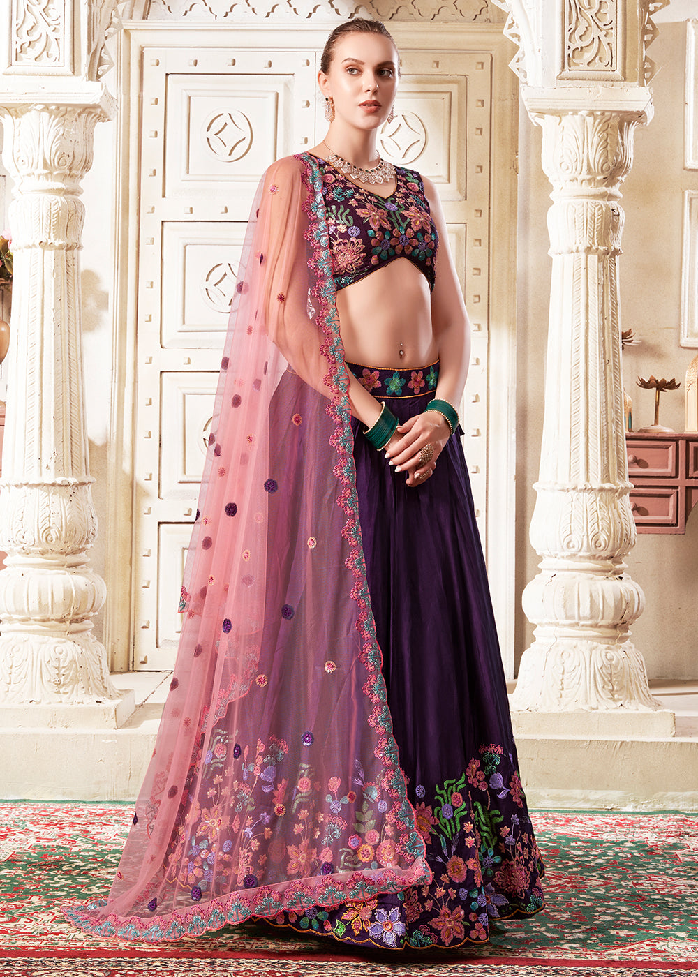 Outstanding and Precious Wine Designer Wedding Style Lehenga Choli