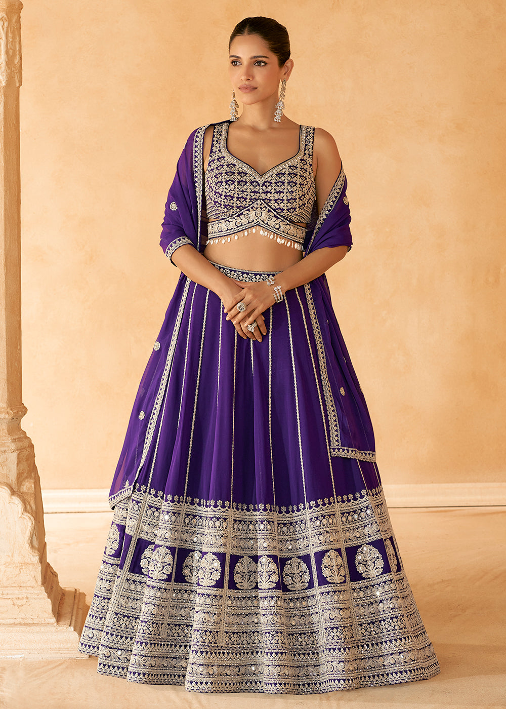 Angelic Purple Embroidered Bridal Lehenga Choli