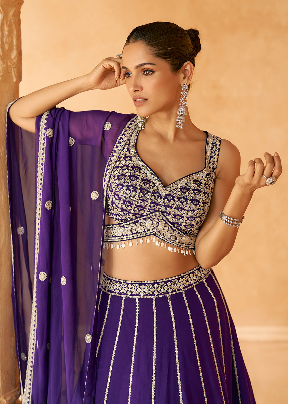 Angelic Purple Embroidered Bridal Lehenga Choli