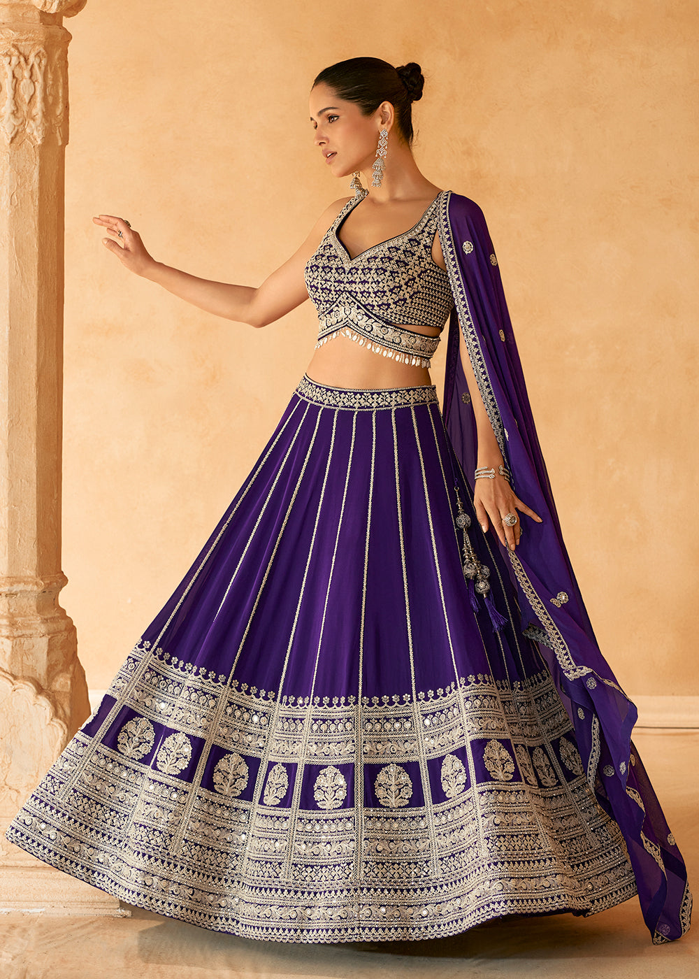 Angelic Purple Embroidered Bridal Lehenga Choli