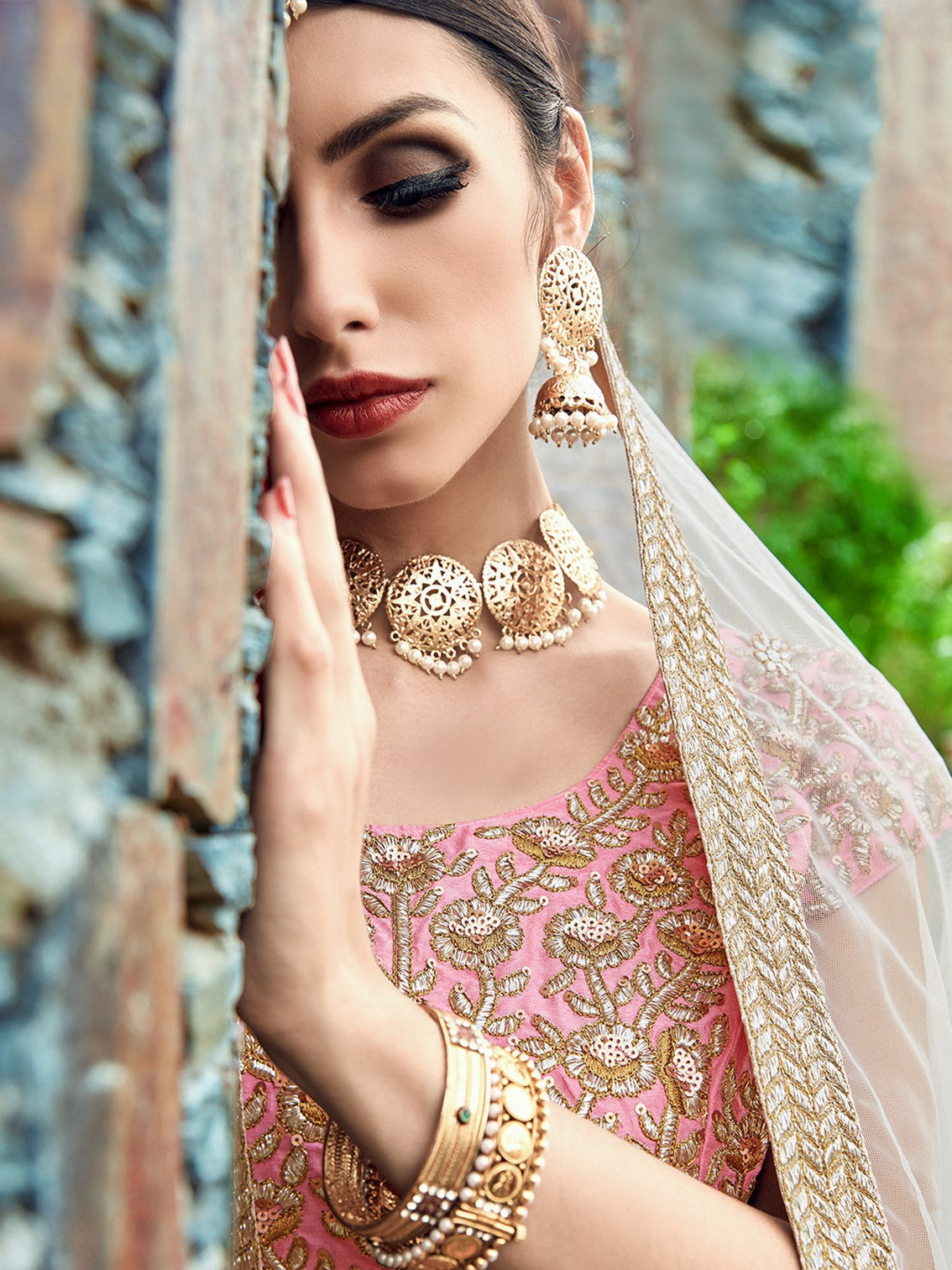 Designer Pink Semi Stitched Lehenga With Unstitched Blouse