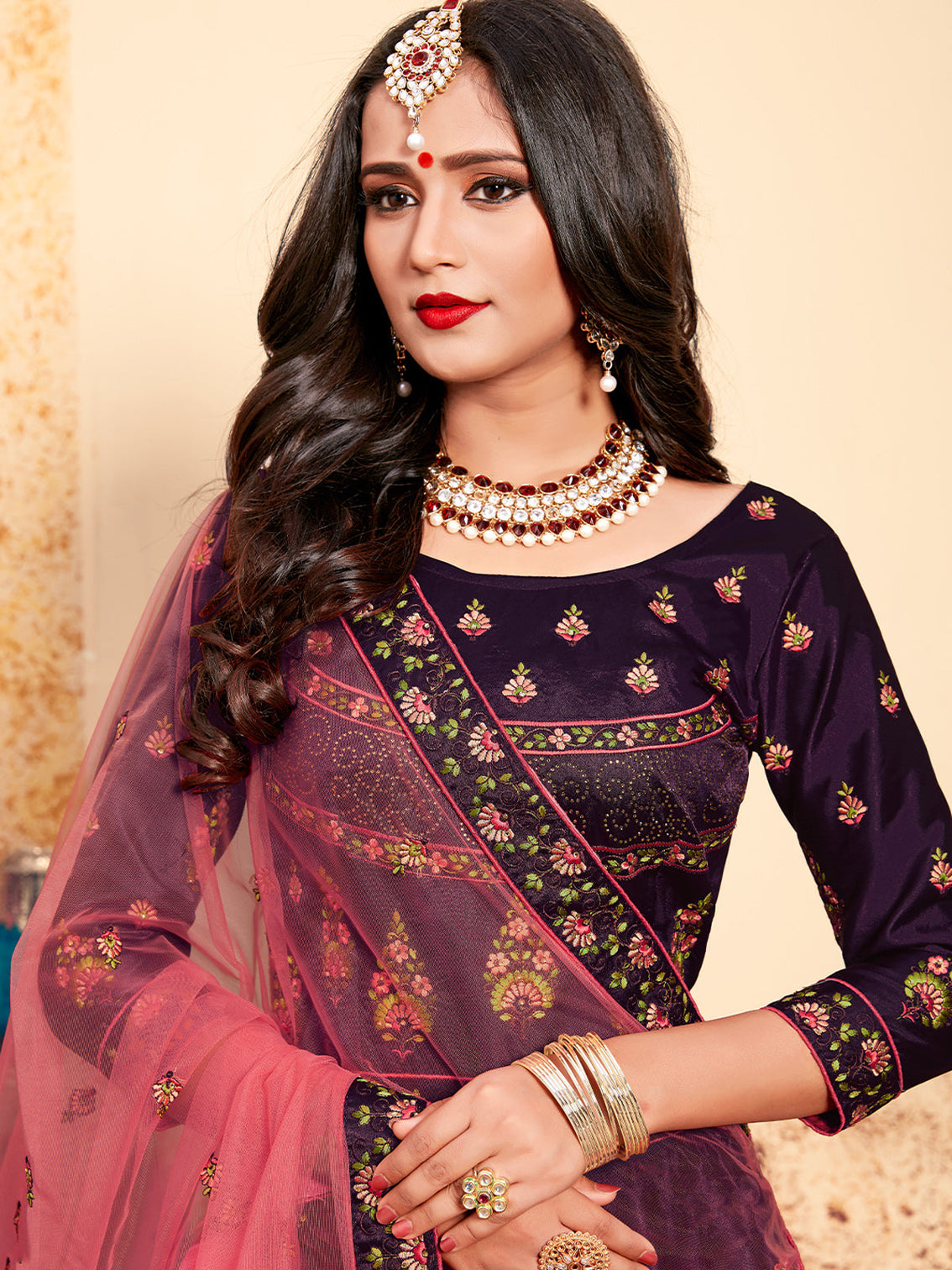 Purple Classy Semi Stitched Lehenga With Unstitched Blouse