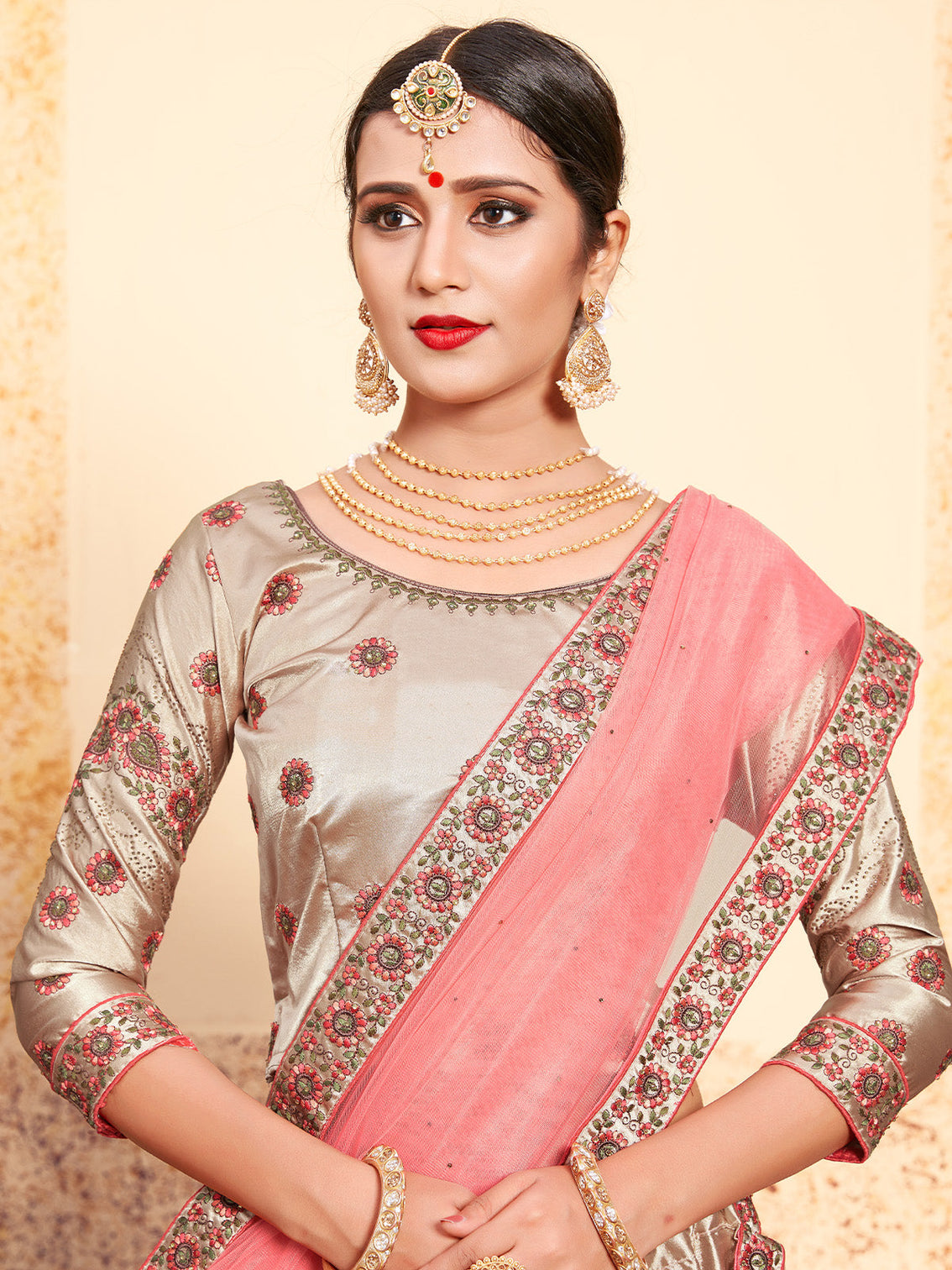Brown Classy Semi Stitched Lehenga With Unstitched Blouse