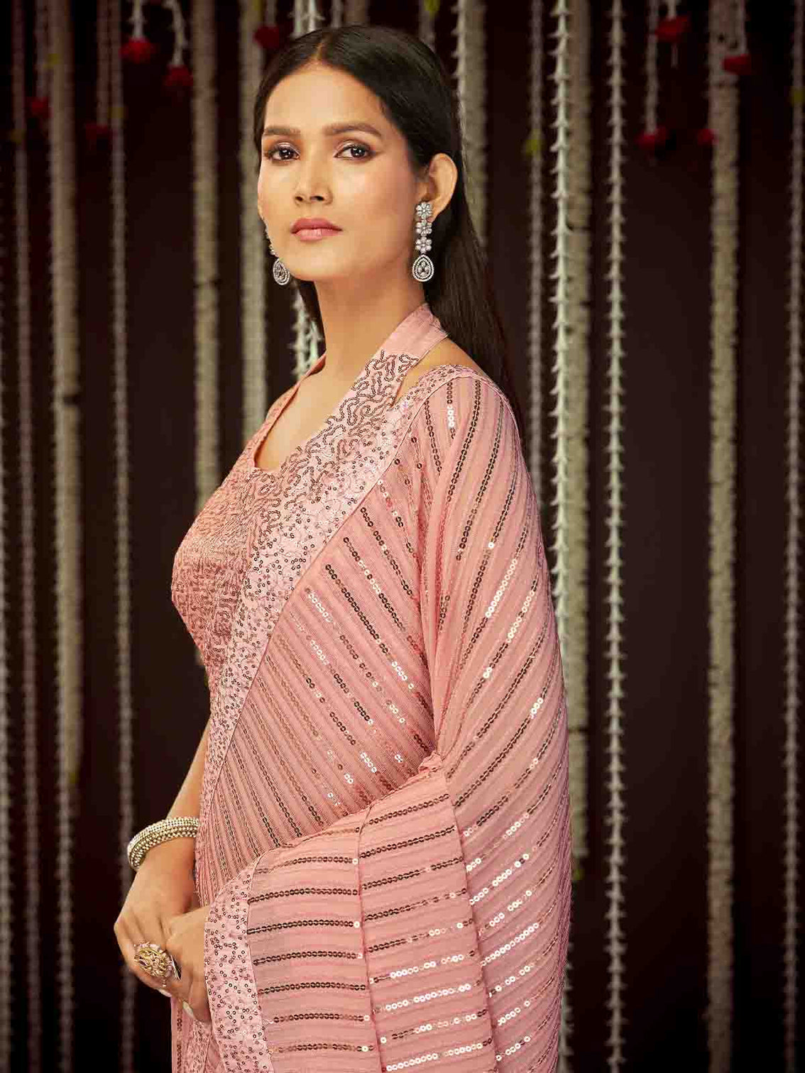 Pink Art Silk Embroidered Saree With Unstitched Blouse