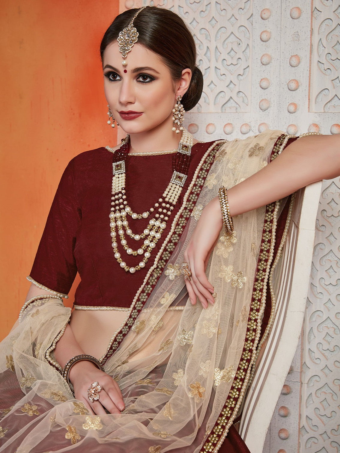 Soft Net Maroon Semi Stitched Lehenga With Unstitched Blouse