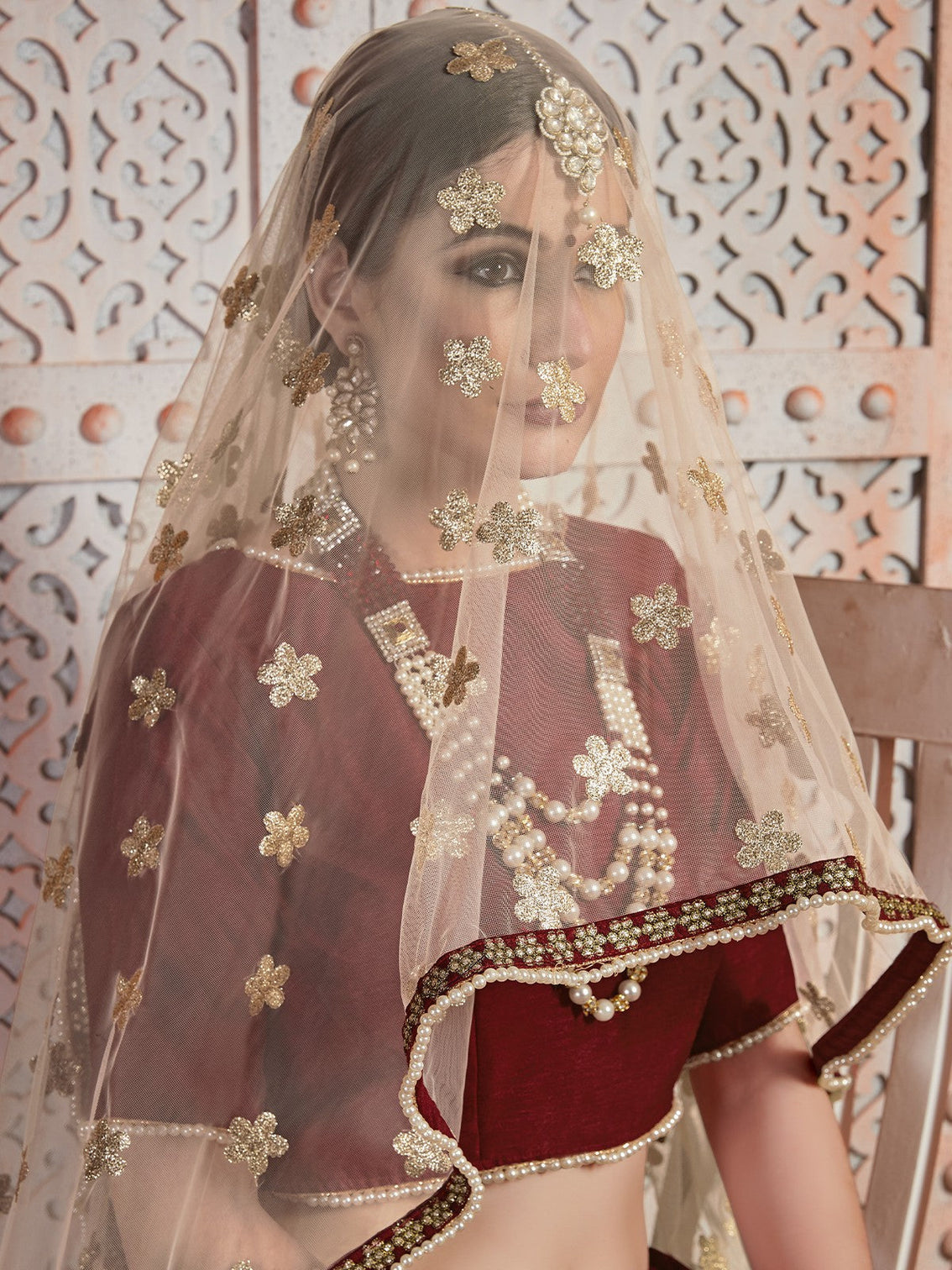 Soft Net Maroon Semi Stitched Lehenga With Unstitched Blouse