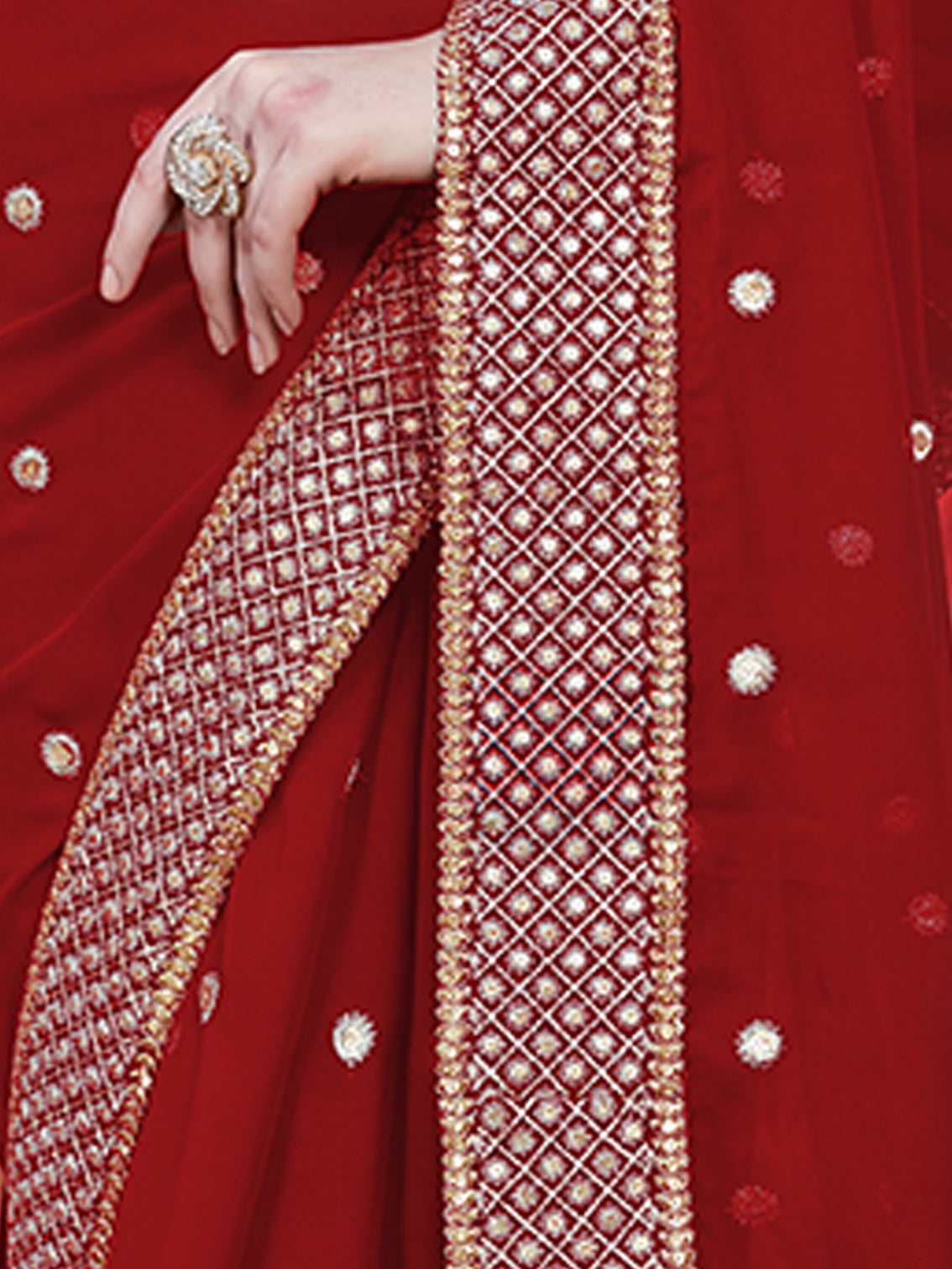 Maroon Georgette Saree With Unstitched Blouse