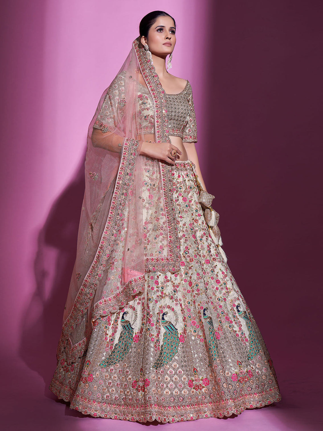 Multicolor Net Semi Stitched Lehenga With Unstitched Blouse