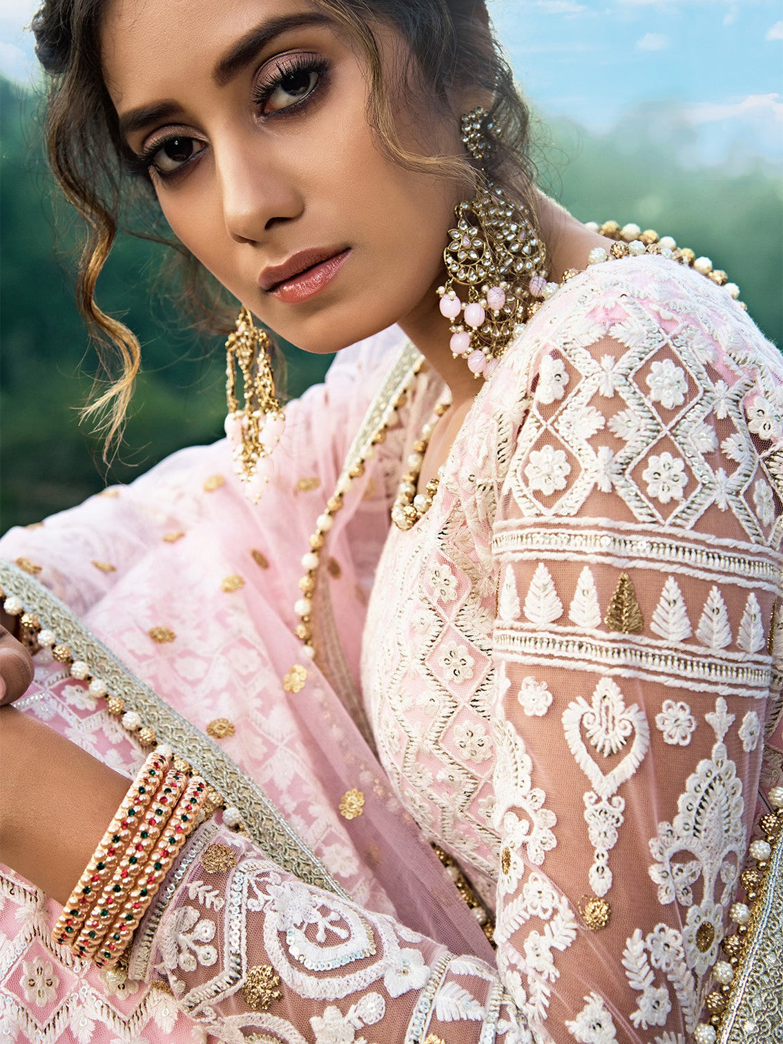 Designer Pink Semi Stitched Lehenga With Unstitched Blouse
