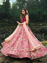 Designer Pink Semi Stitched Lehenga With Unstitched Blouse