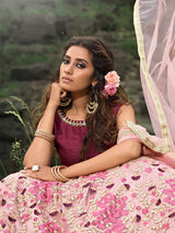 Designer Pink Semi Stitched Lehenga With Unstitched Blouse
