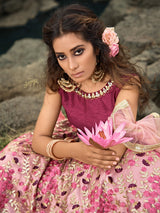 Designer Pink Semi Stitched Lehenga With Unstitched Blouse