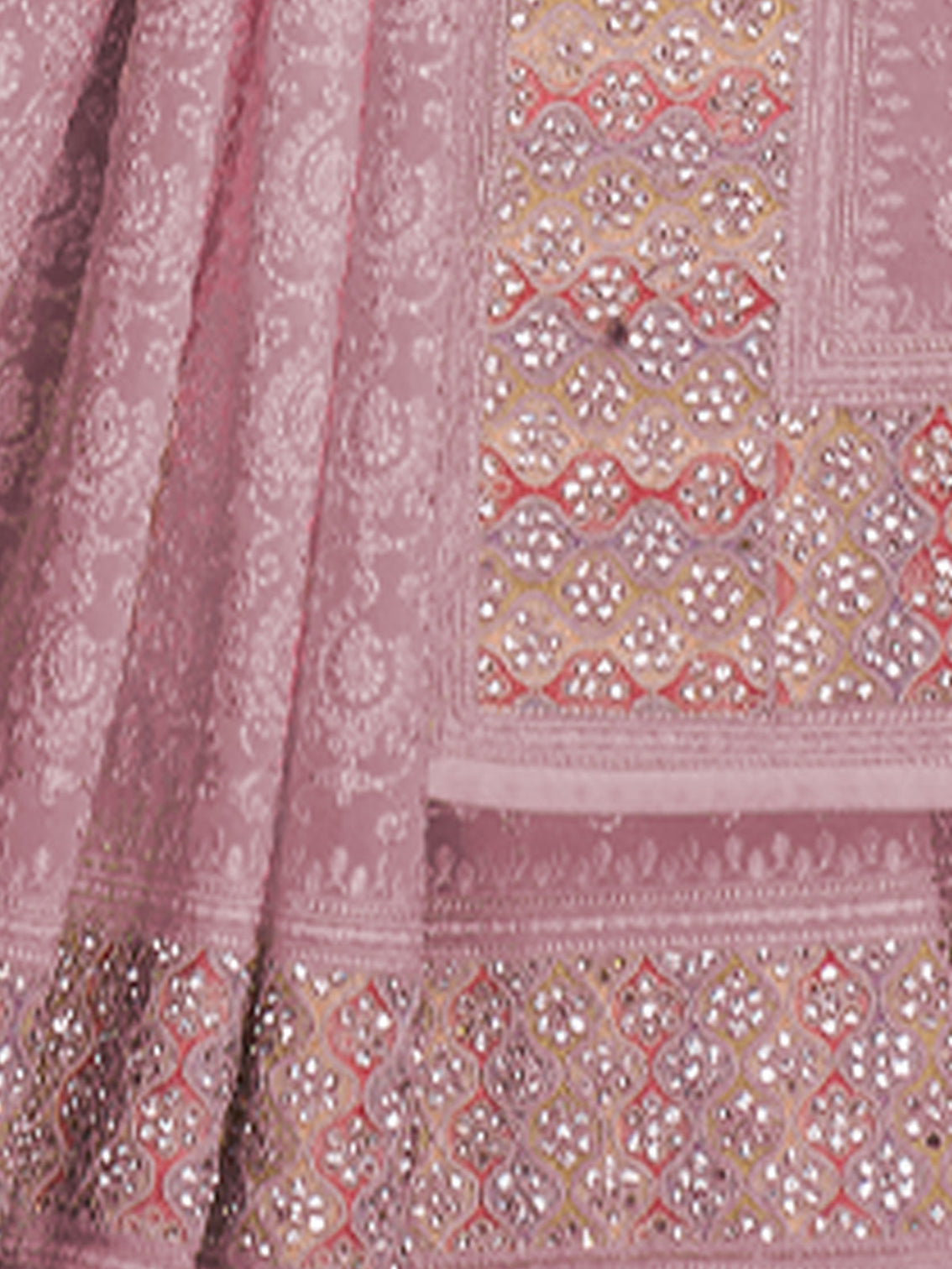 Modren Pink Georgette Embroidered Saree With Unstitched Blouse