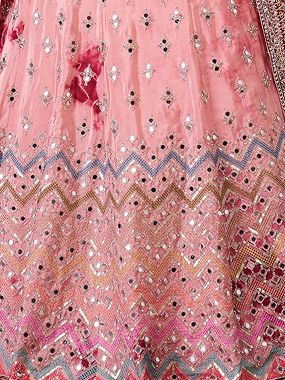 Peach Silk  Semi stitched Lehenga With Unstitched Blouse