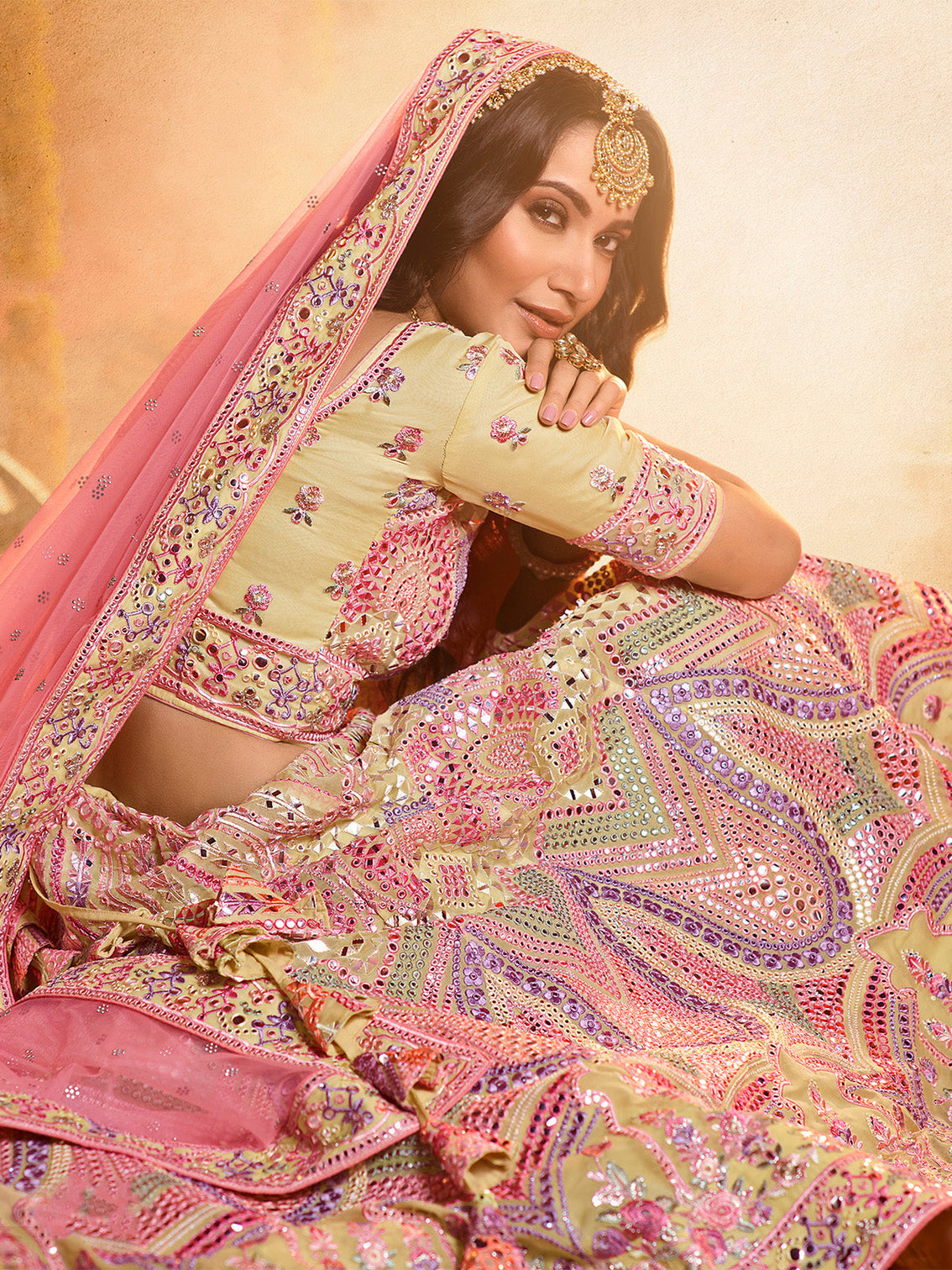 Green Sequins Sassy Semi Stitched Lehenga With Unstitched Blouse