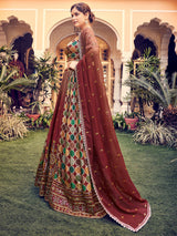 Designer Maroon Silk Semi Stitched Lehenga Choli Set