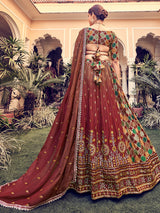 Designer Maroon Silk Semi Stitched Lehenga Choli Set