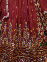 Designer Maroon Silk Semi Stitched Lehenga Choli Set