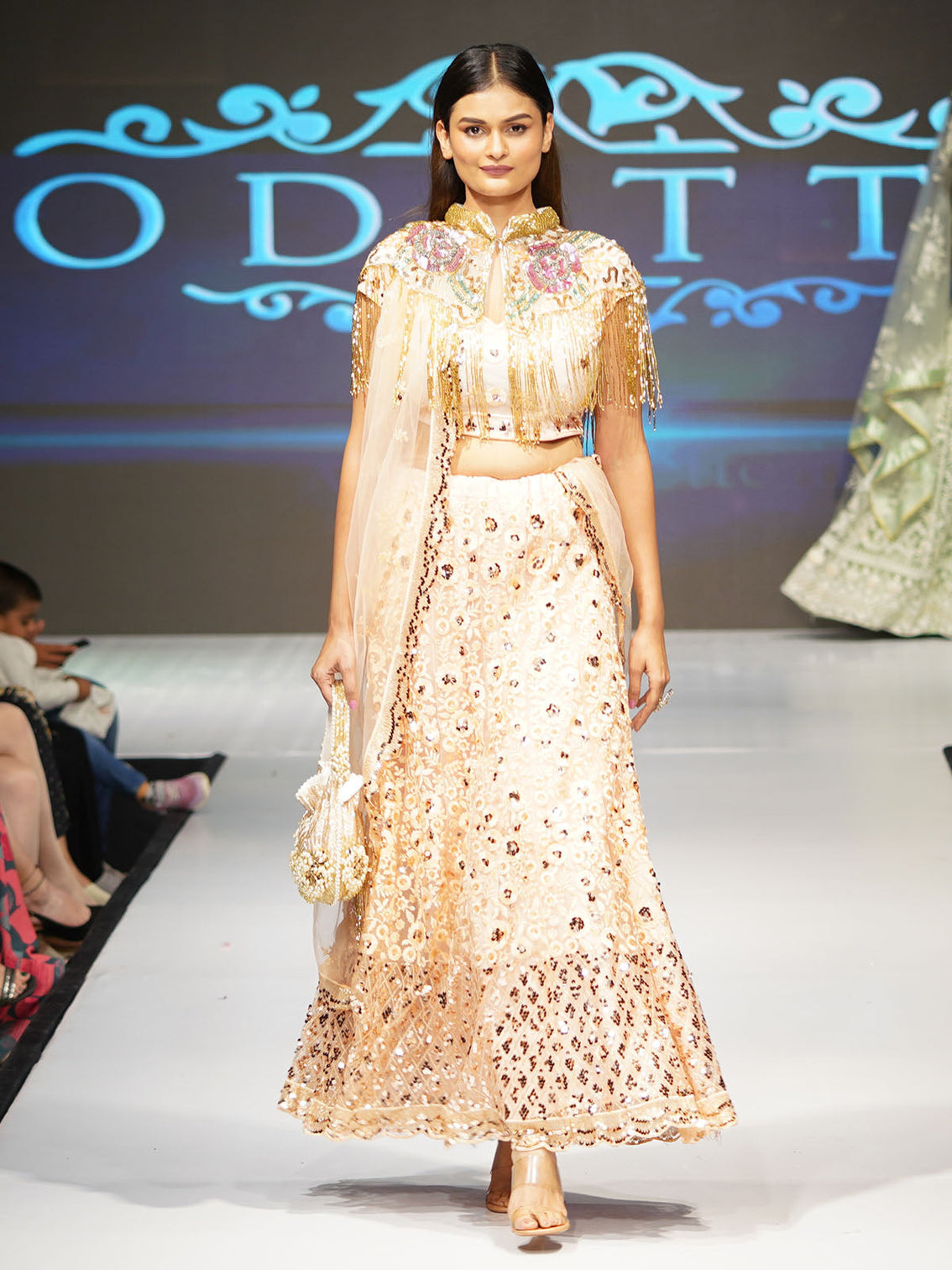 Peach Classy Semi Stitched Lehenga with Unstitched Blouse