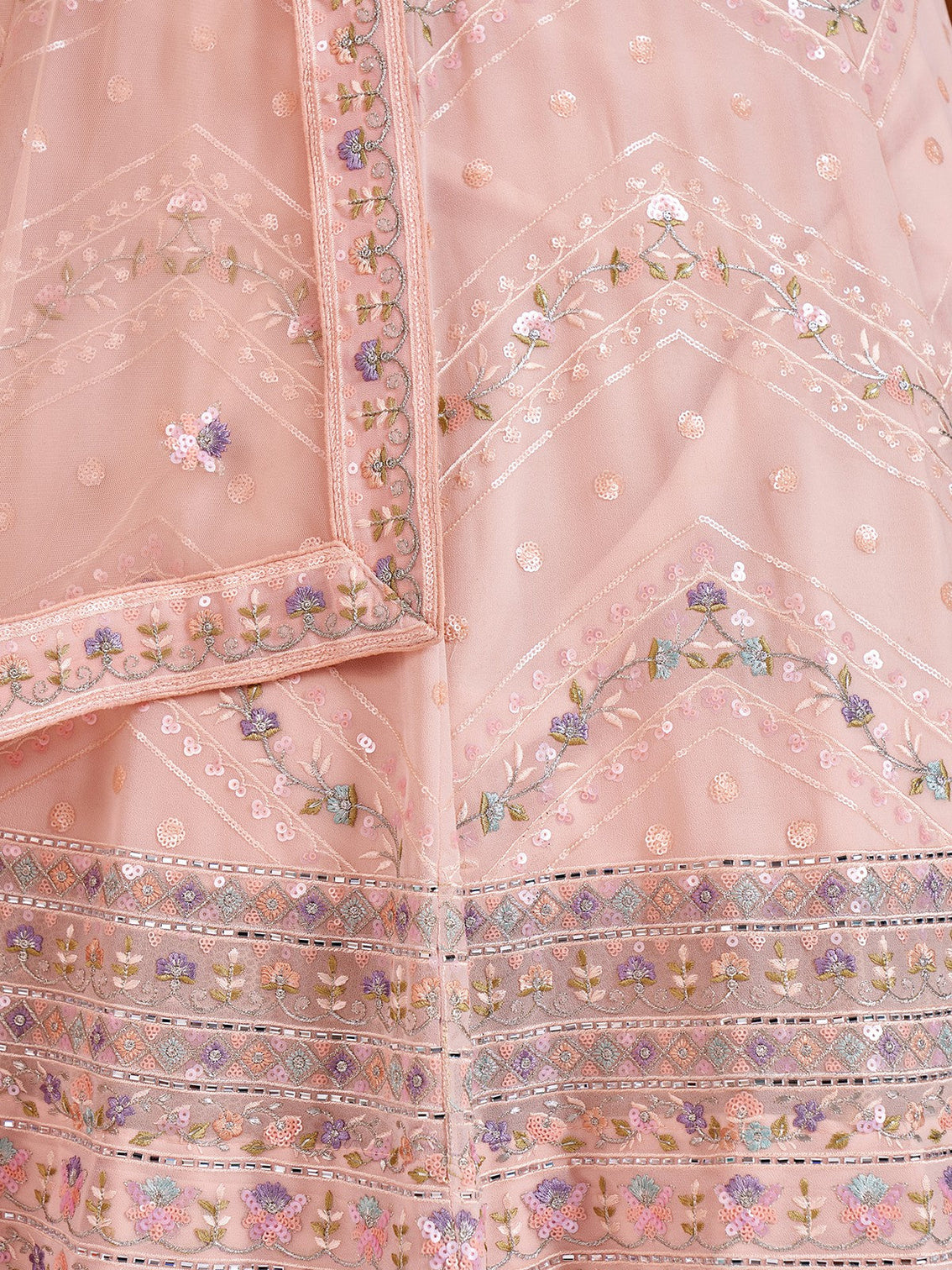 Stunning Pink Georgette Semi Stitched Lehenga With Unstitched Blouse