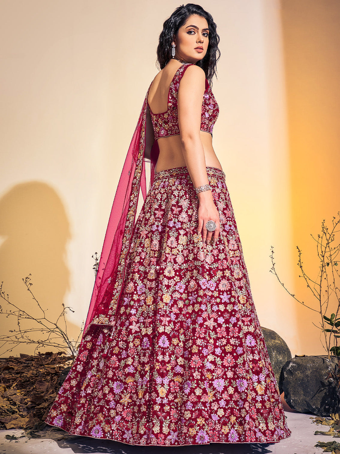 Beautiful Pink Soft Net Thread Work Stitched Lehenga Choli Set