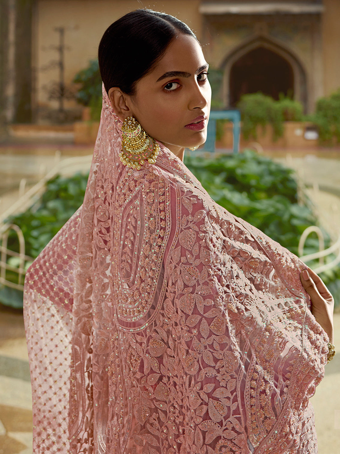 Pink Soft Net Saree With Unstitched Blouse