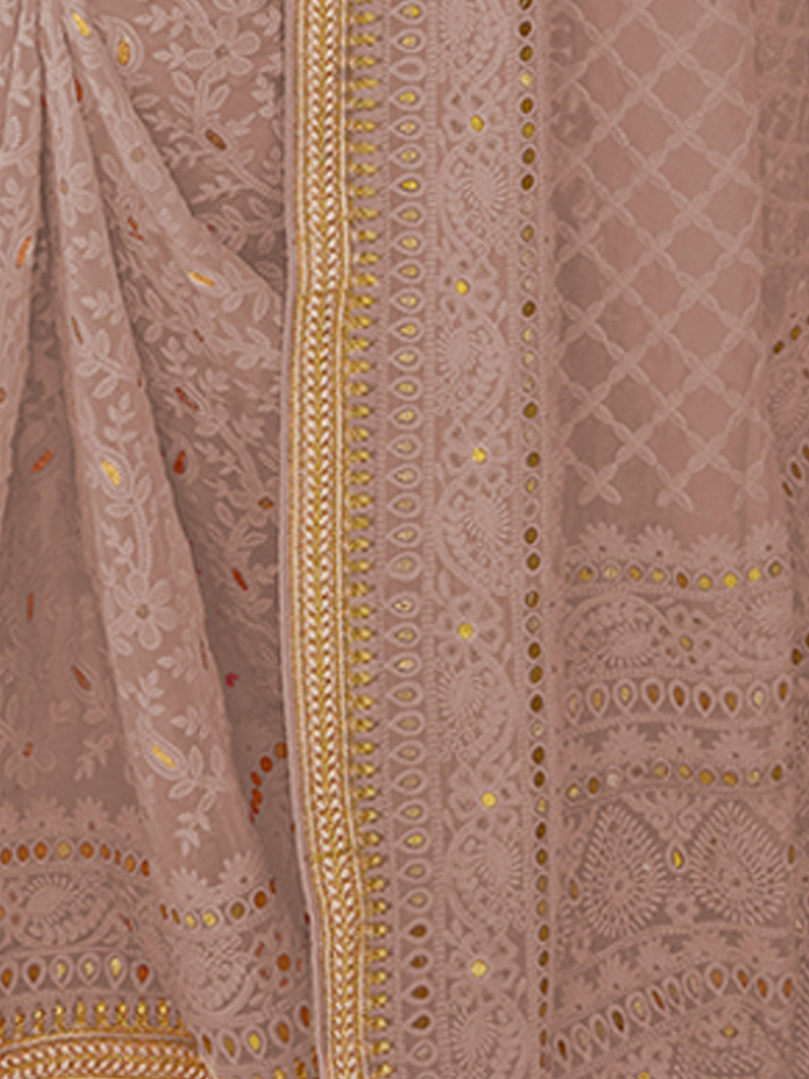 Beige Georgette Saree With Unstitched Blouse