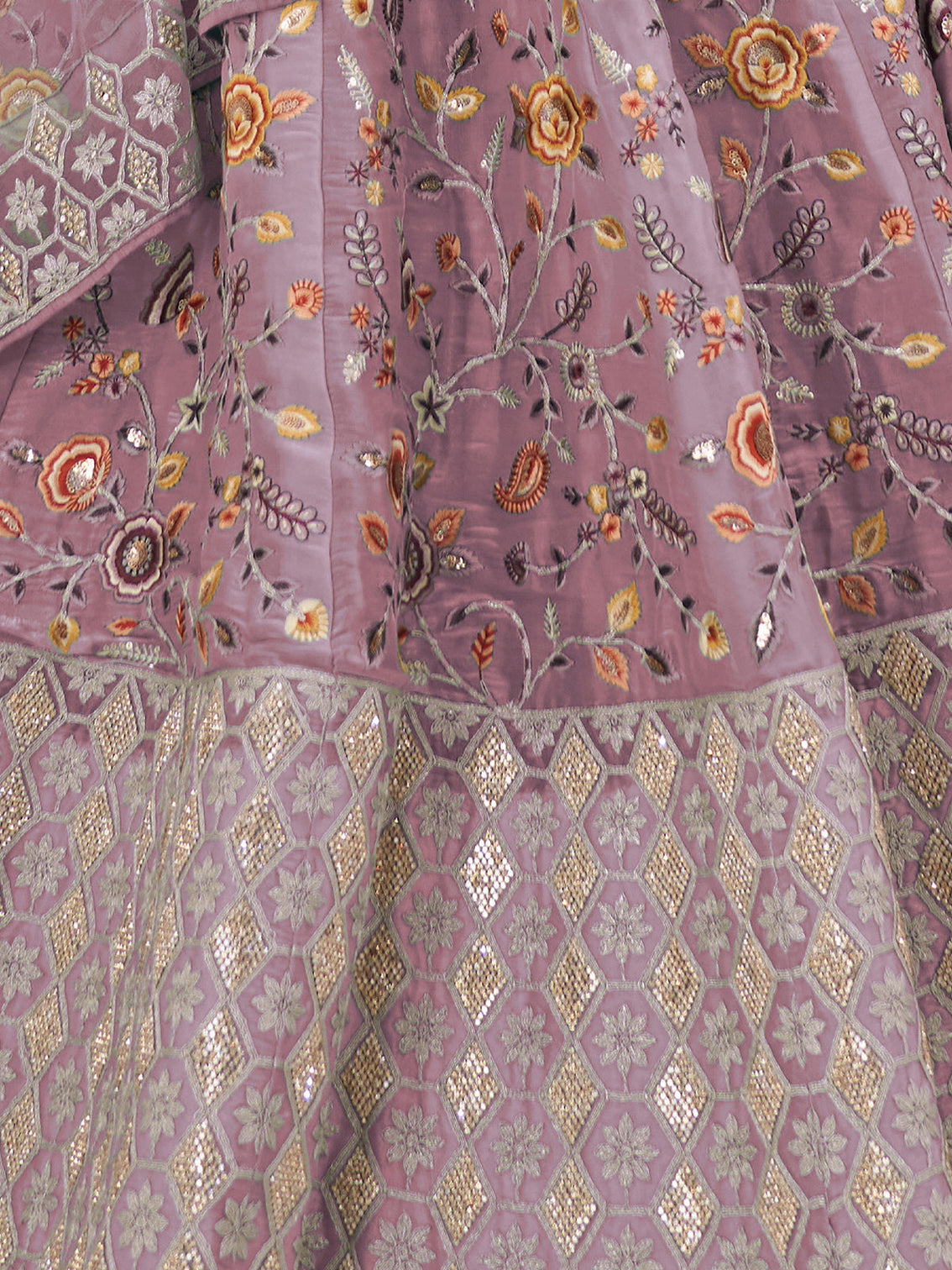 Pink Art Silk Embroidered Semi Stitched Lehenga With Unstitched Blouse