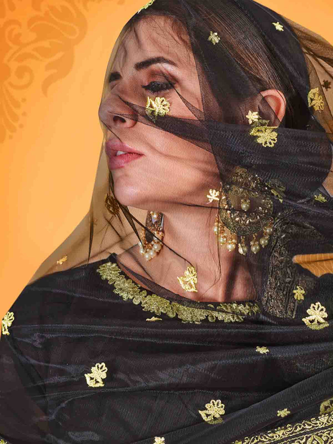 Attractive Black Georgette Semi Stitched Kurta Set