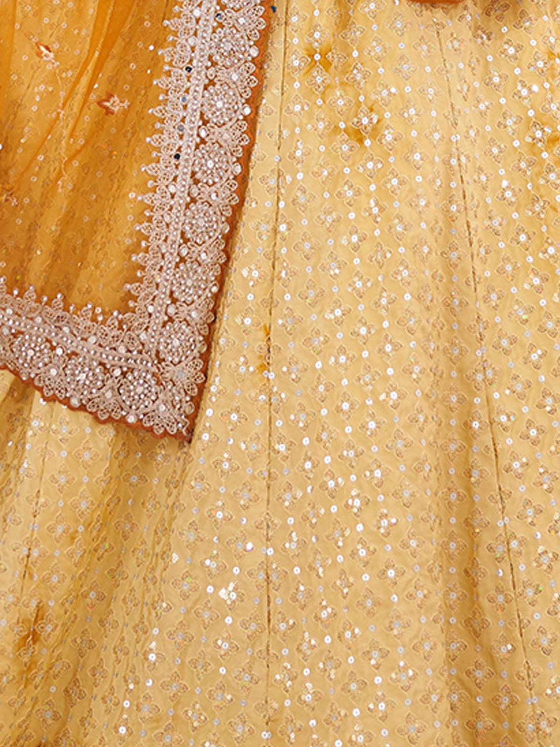 Yellow Georgette Embellished Semi Stitched Lehenga Choli