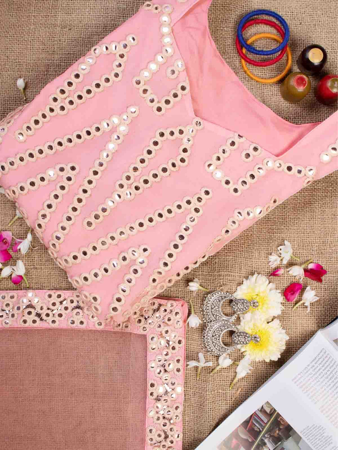 Fancy Pink Semi Stitched Kurta Set